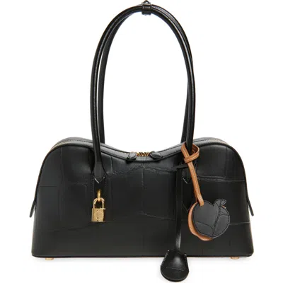 Stella Mccartney Ryder Croc Embossed Faux Leather Shoulder Bag