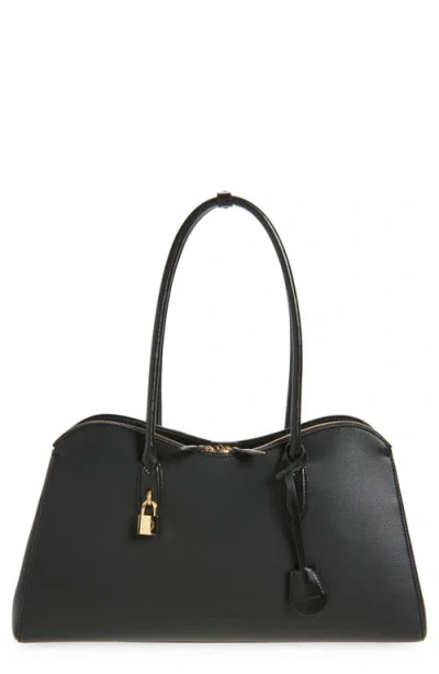Stella Mccartney Ryder Embossed Grain Faux Leather Tote In Black