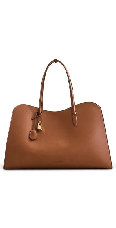Stella Mccartney Ryder Embossed Grain Weekender Bag Brandy In Brown