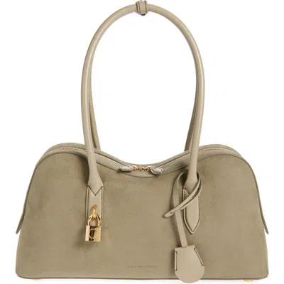 Stella Mccartney Ryder Faux Suede Crossbody Bag In Khaki