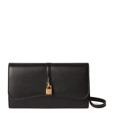 Stella Mccartney Ryder Padlock Flap Continental Wallet Bag In Black