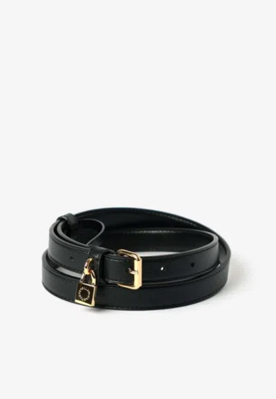 Stella Mccartney Ryder Grainy Buckle Belt In Black