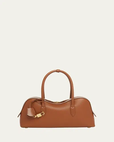 Stella Mccartney Ryder Large Shoulder Bag In Embossed Grainy Eco Mat In Brown
