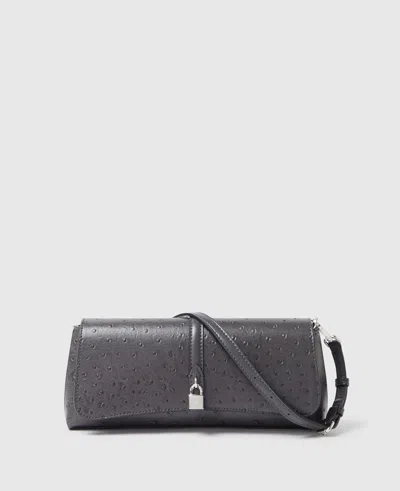 Stella Mccartney Ryder Ostrich Pochette Shoulder Bag In Gray