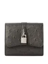 Stella Mccartney Ryder Padlock-detail Textured Bi-fold Wallet In Gray