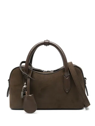 Stella Mccartney Stella Ryder Small Faux Suede Top Handle Bag In Brown