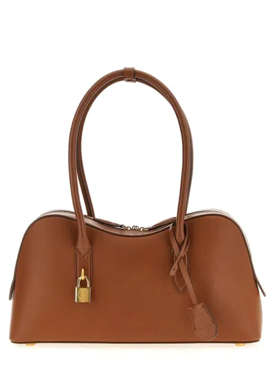 Stella Mccartney Stella Ryder Logo-embossed Embellished Textured Vegan Tote In Brown