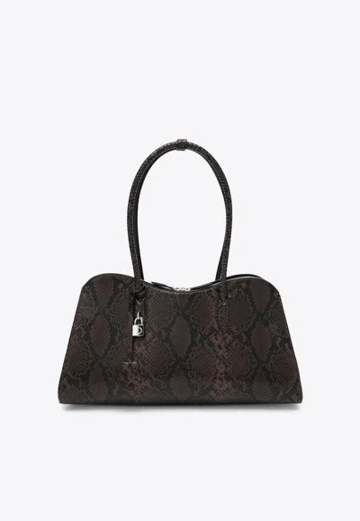 Stella Mccartney Ryder Snake Print Shoulder Bag In Brown