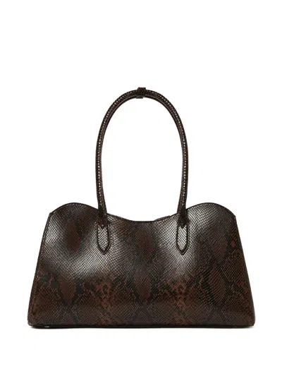 Stella Mccartney Ryder Snakeskin-effect Tote Bag In Brown