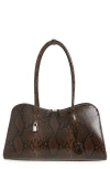 Stella Mccartney Ryder Snakeskin Embossed Faux Leather Tote In Brown