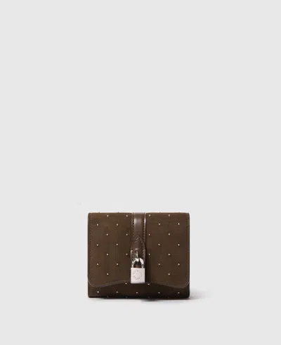 Stella Mccartney Ryder Studded Tri-fold Wallet In Brown