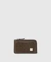 Stella Mccartney Ryder Studded Zip Cardholder In Brown