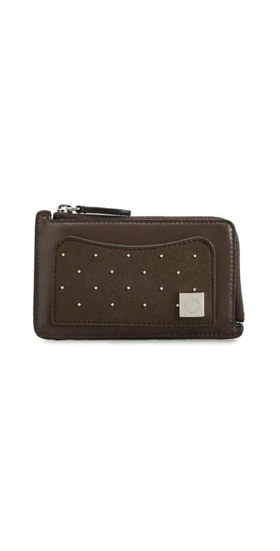Stella Mccartney Ryder Studded Zip Cardholder Moka In Brown