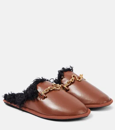 Stella Mccartney Slip-on Mules With Faux Fur Lining In Brown