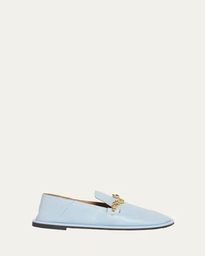 Stella Mccartney Ryder Vegan Leather Chain Loafers In Dusty Blue