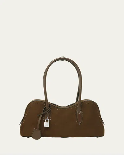 Stella Mccartney Ryder Vegan Suede Shoulder Bag In Moka