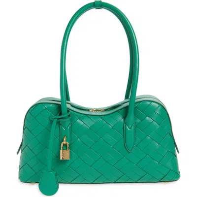 Stella Mccartney Ryder Woven Faux Leather Shoulder Bag In Green