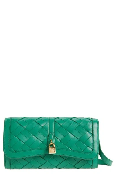 Stella Mccartney Ryder Woven Faux Leather Wallet In Green