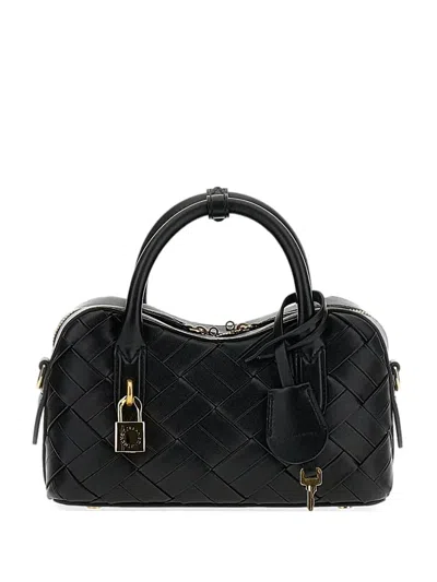 Stella Mccartney Ryder Woven Padlock Shoulder Bag In Black