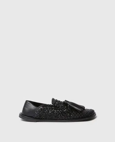 Stella Mccartney Ryder Woven Tassel Loafers In Black