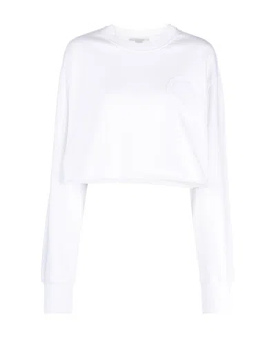 Stella Mccartney S-wave Crewneck Cropped Sweatshirt In White