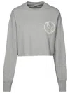 Stella Mccartney Cropped Fit Sweatshirt With Raw-cut Hem And Logo Patch In Grey