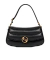 Stella Mccartney S-wave Logo Plaque Foldover Shoulder Bag In Black