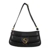Stella Mccartney S-wave Logo Plaque Padded Shoulder Bag In Black