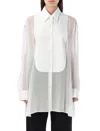 Stella Mccartney S-wave Silk Chiffon Tuxedo Shirt For Women In White
