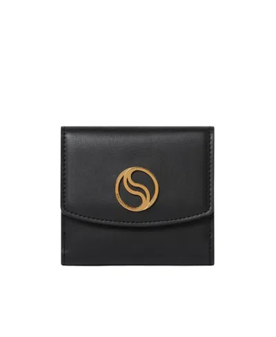 Stella Mccartney S-wave Small Flap Wallet In Black