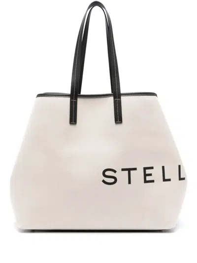 Stella Mccartney Logo-print Detachable-purse Bag In Neutrals