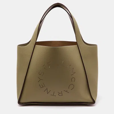 Pre-owned Stella Mccartney Sand Brown Faux Leather The Logo Large Tote