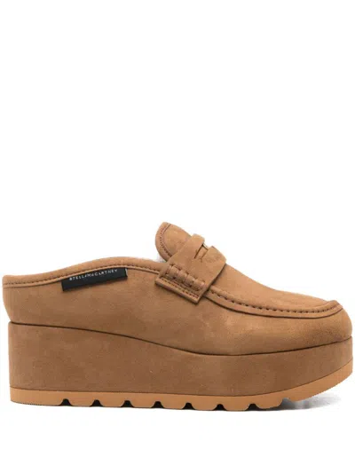 Stella Mccartney Platform Round Toe Lace-up Footwear In Brown
