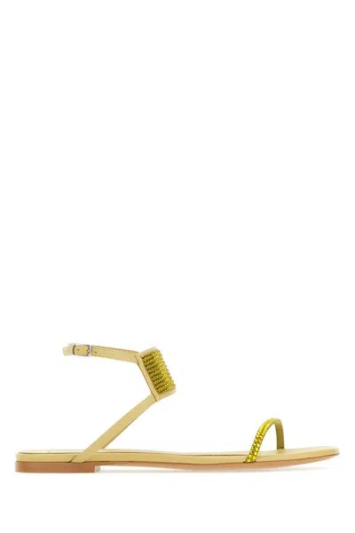 Stella Mccartney Crystal-embellished Flat Sandals In Yellow