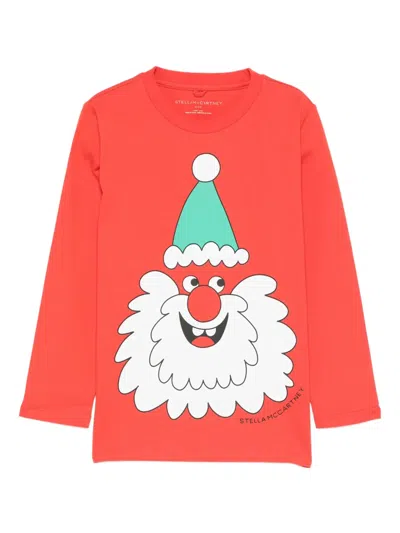 Stella Mccartney Santa-face Long-sleeve T-shirt In Red