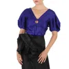 STELLA MCCARTNEY STELLA MCCARTNEY SAPPHIRE BLUE PUFF-SLEEVE RUCHED BLOUSE