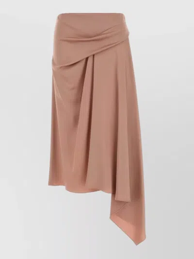 Stella Mccartney Satin Asymmetric High Waisted Midi Skirt In Pink