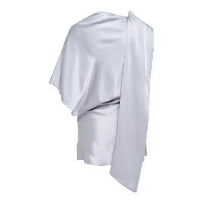 Stella Mccartney Satin Asymmetric Top In Blue