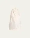 Stella Mccartney Satin Backless Cowl Halter Top In White