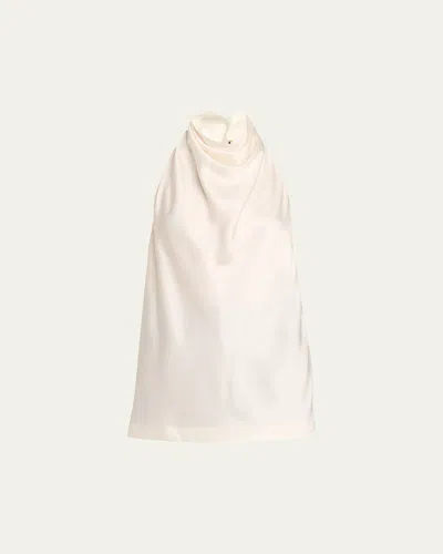 Stella Mccartney Satin Backless Cowl Halter Top In White