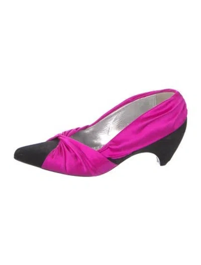 Pre-owned Stella Mccartney Satin Colorblock Pattern Mules In Pink