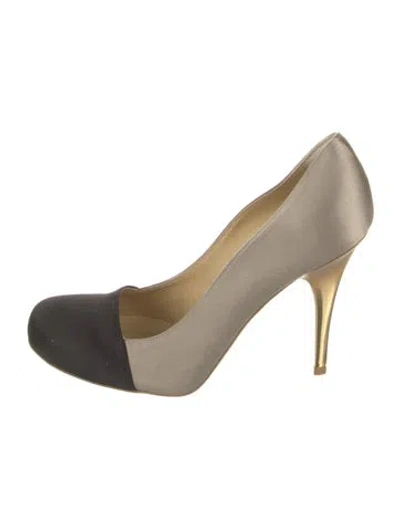 Pre-owned Stella Mccartney Satin Colorblock Pattern Pumps In Black