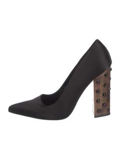 Pre-owned Stella Mccartney Satin Colorblock Pattern Pumps In Black