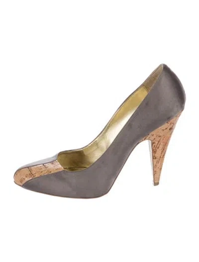 Pre-owned Stella Mccartney Satin Colorblock Pattern Pumps In Brown