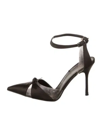 Pre-owned Stella Mccartney Satin Colorblock Pattern Slingback Pumps In Brown