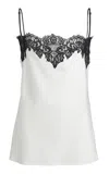 Stella Mccartney Satin Contrast Lace Top In Neutral