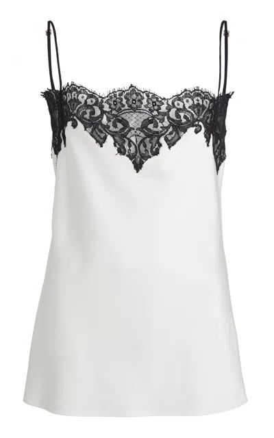 Stella Mccartney Satin Contrast Lace Top In Neutral