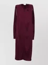 Stella Mccartney Bordeaux Midi Dress With Cape Sleeves And Cut-out On The Front In Tech Fabric Woman In Burgundy