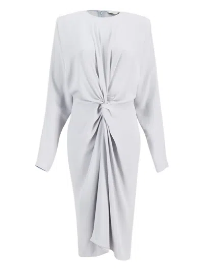 STELLA MCCARTNEY SATIN DRAPED-FRONT MIDI DRESS