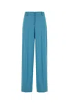 Stella Mccartney Satin Dropped Waist Straight Wide Leg Pants In Blue